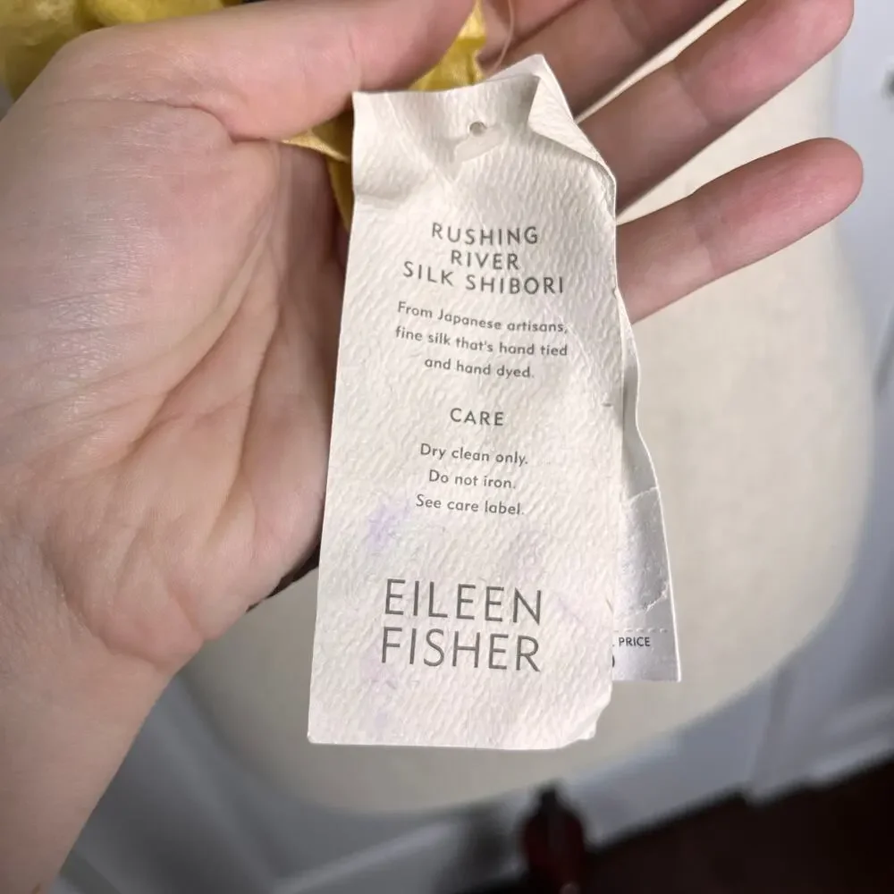 Eileen Fisher Scarf Women's Scarf Yellow Silk Rushing River Shibori Rafia 58
